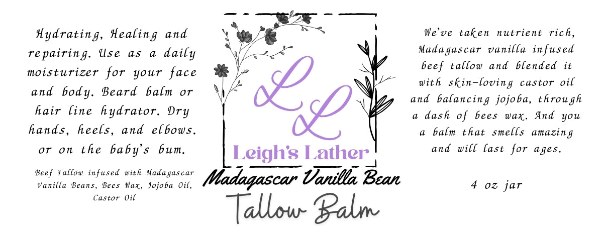 Madagascar Vanilla Bean infused Tallow Balm 4oz