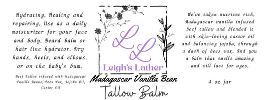 Madagascar Vanilla Bean infused Tallow Balm 4oz